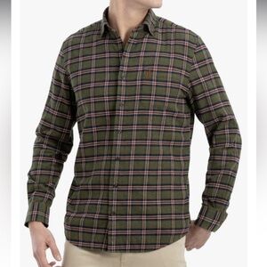 Johnnie-O Hunter Green Gene Flannel Shirt